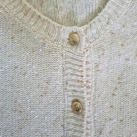 GANT wool blend gold yarns cream cardigan size M - Picture 6 of 8